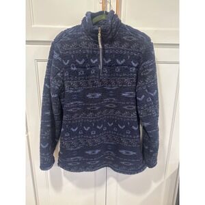 Alpine Sherpa Women's Pullover Fleece Jacket Navy 1/4 zip Blue winter Size M